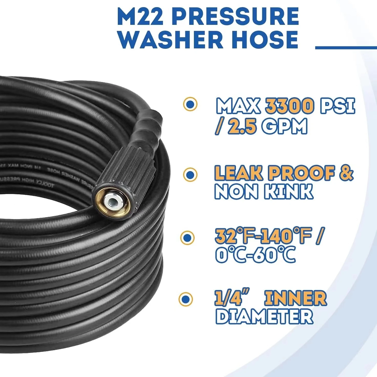High Pressure Washer Hose Cord Pipe CarWash Hose Water Cleaning Extension Hose M22-Pin 14/15 for Karcher Elitech Interskol Huter 4