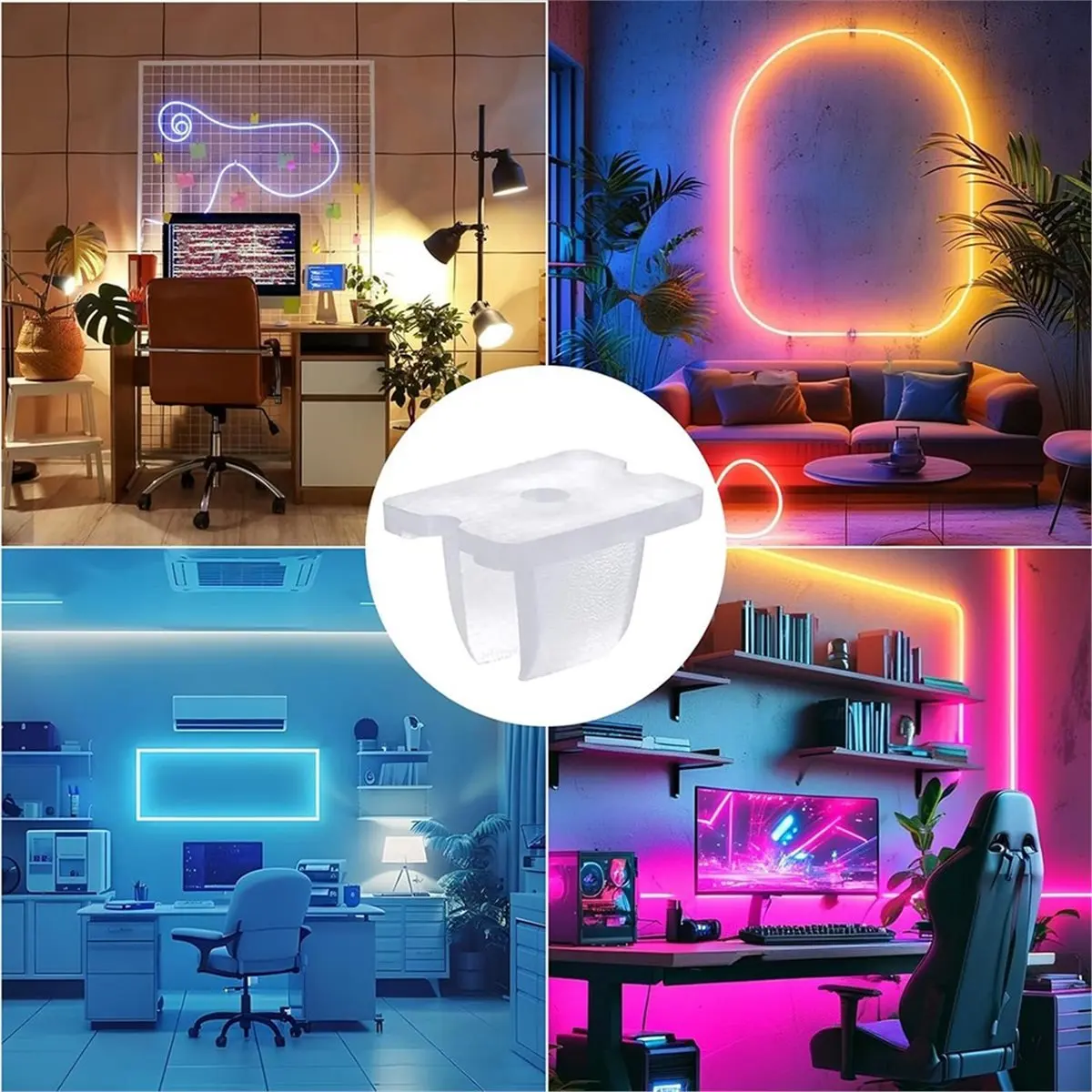 《공장 직판》100개 LED 스트립 장착 클립 로프 라이트 클립 네온 로프 라이트 장착 브래킷(5-6mm 폭 Li용 나사 포함)