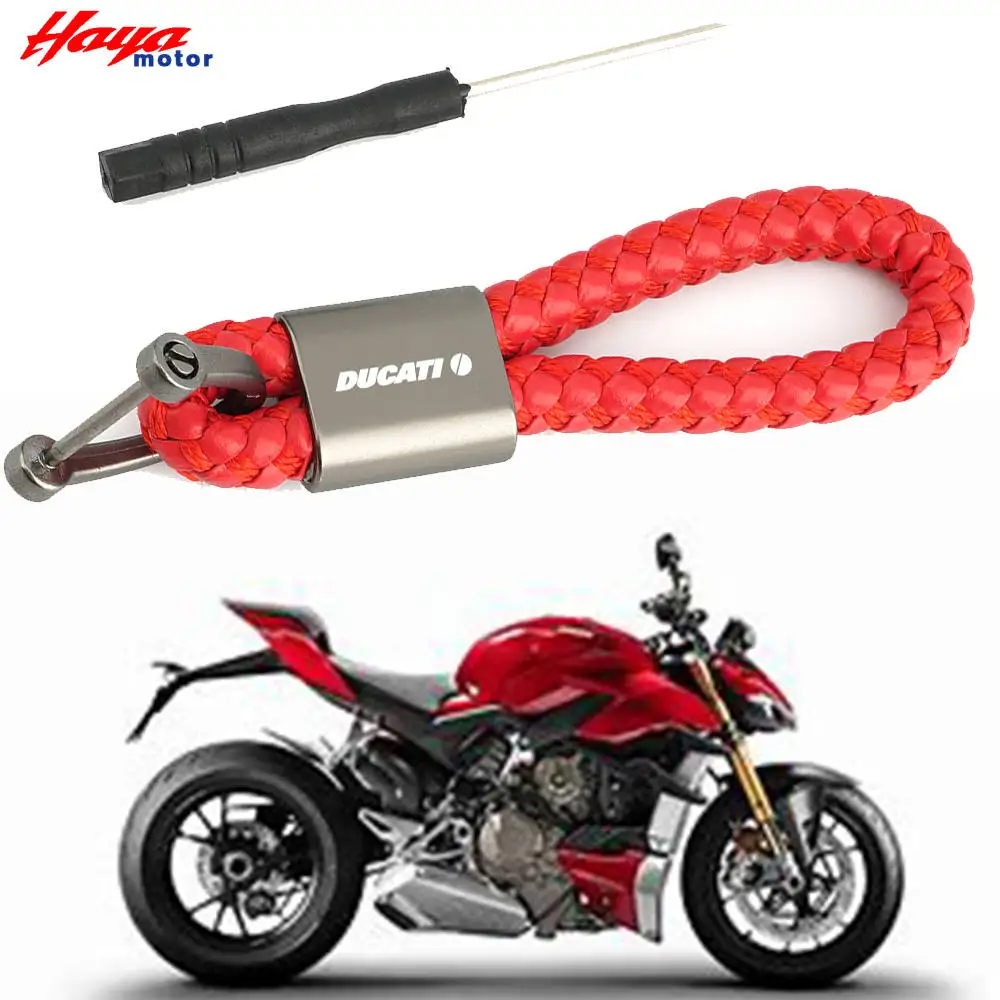 

Accessories Custom LOGO Motorcycle Braided Rope Keyring Metal Keychain For DUCATI 1199 Multistrada 1200 796 696 Hypermotard