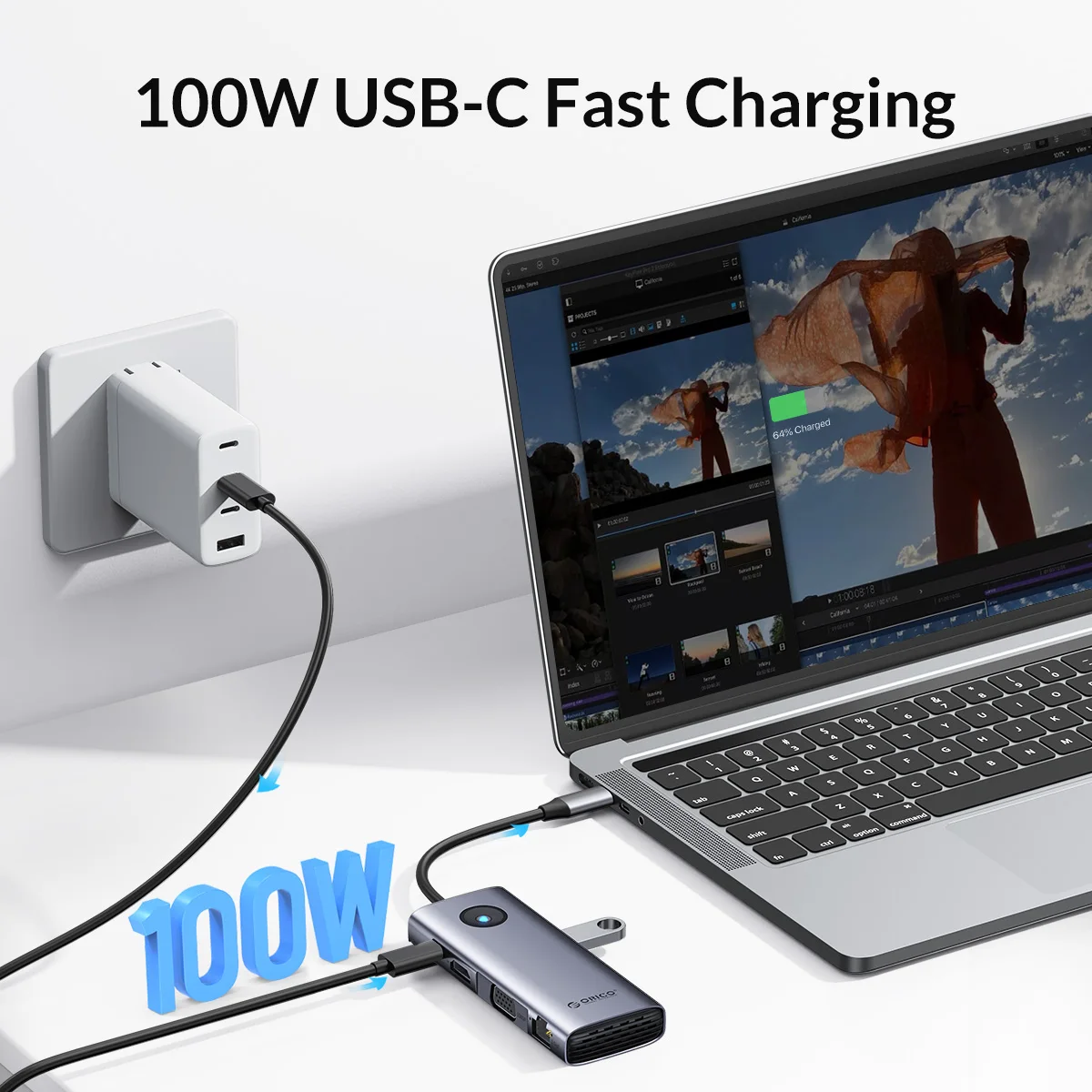 Orico-estação de Ancoragem tipo c Usb 3.0 Hub Rgb Compatível com Hdmi Dp1.4 Adaptador Pd100w sd Divisor tf para Macbook Huawei Mate 4k60hz - Imagem 4