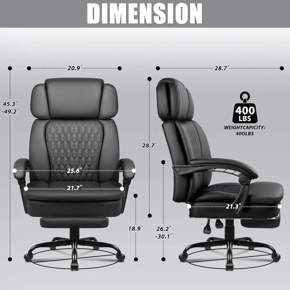 Leather Office Chair with Footrest 2