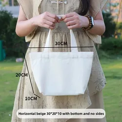 Sustainable Cotton Canvas Tote Bag - Lightweight & Reusable Shopping and School Handbag (Beige 30 20  10CM)