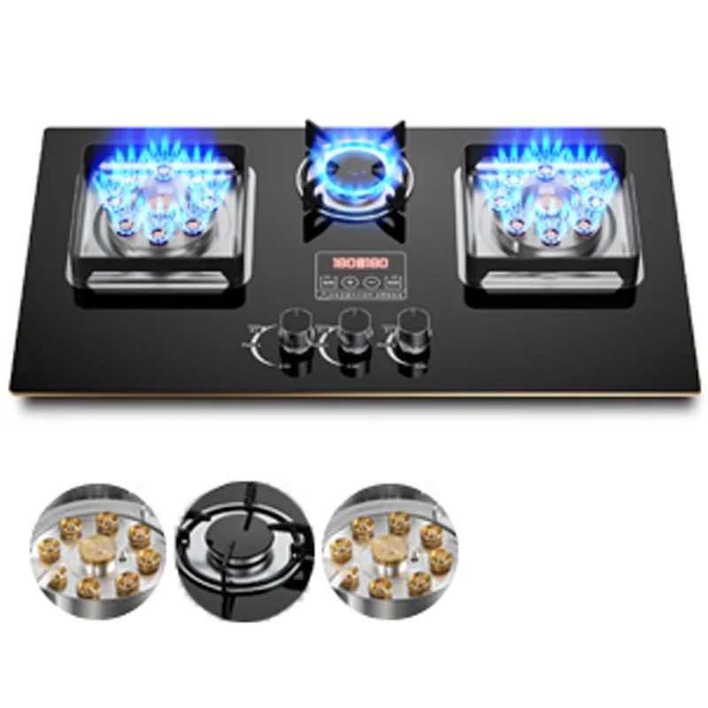 7.2KW Gas Stove Household Three Stove Timing Table Embedded Dual-purpose Natural Gas Liquefied Gas Fire Stove 5