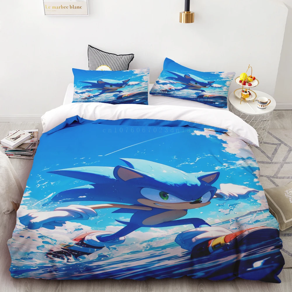 thumbnail image 1 of Funda nórdica Juego de cama de dibujos animados de Sonic Juego de cama suave y cómodo Adecuado para el hogar Decoración impresa en 3D Regalos para niños, 1 of 5