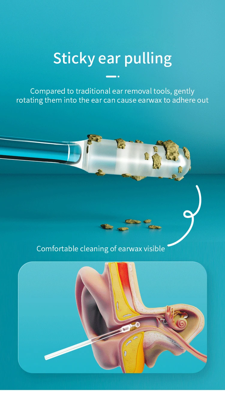 Hisopos adhesivos desechables para orejas, limpiador de oídos reutilizable, herramienta de eliminación de cera de oído de silicona suave para adultos y niños &raquo; Hisopos adhesivos desechables para orejas