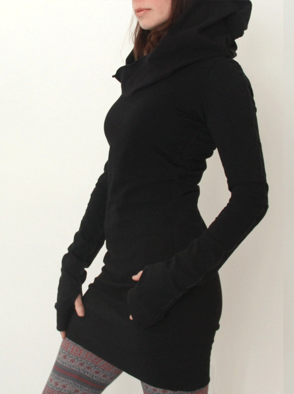 

Slim Mini Dress Promotion Vestidos Solid Color Black Autumn Europe Hooded Women Dress 2022 New Quality Fashion