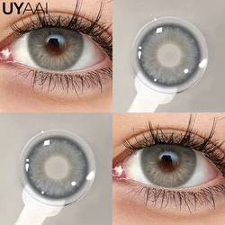 Natural Beauty Colored Contact Lenses - Grey, Brown, Blue & Green (Yearly) (Mira Halo Gray)