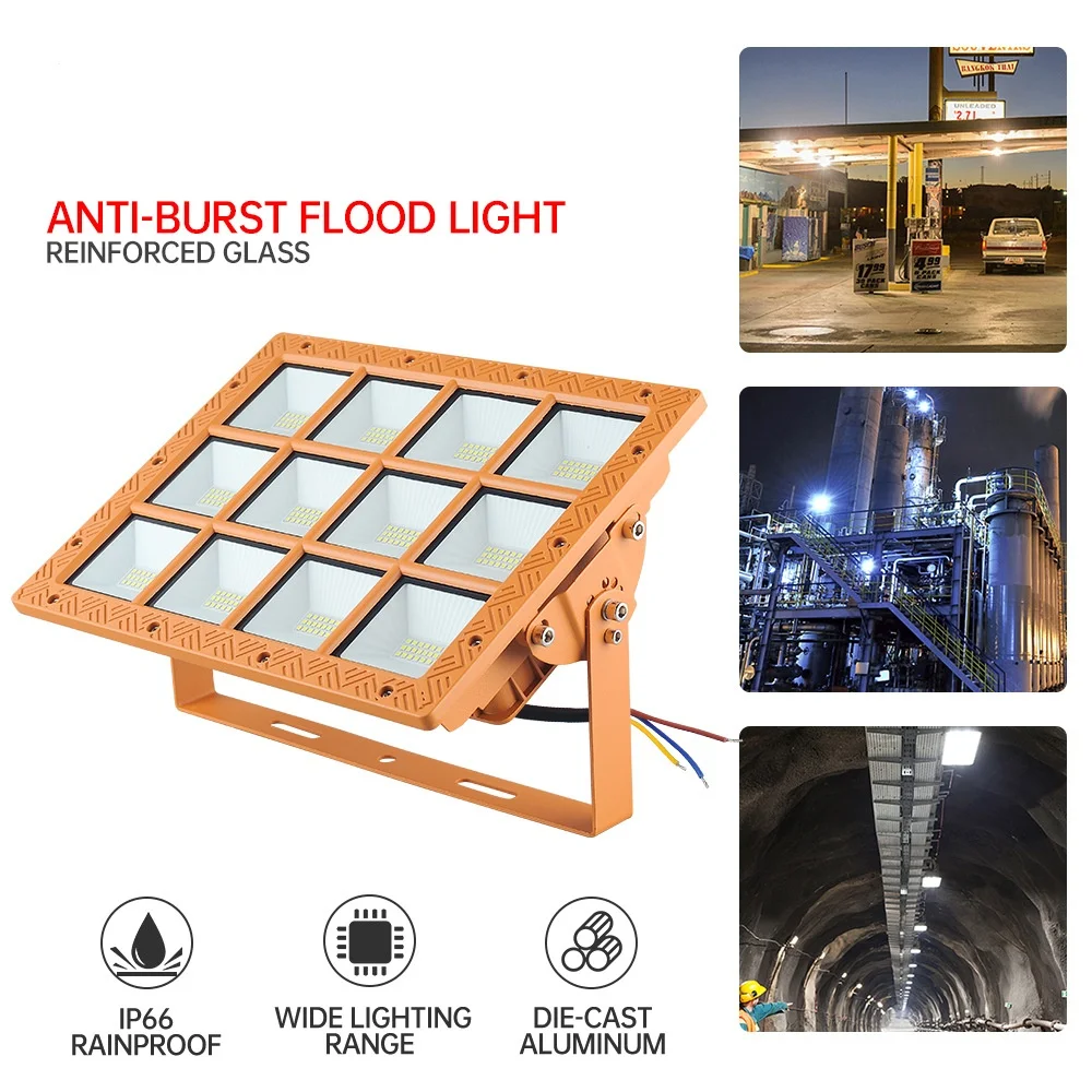 

50/100/200W Floodlight Outdoor Waterproof LED Explosion-proof Lamp Gas Station Warehouse Tunnel Surface Mounted Square