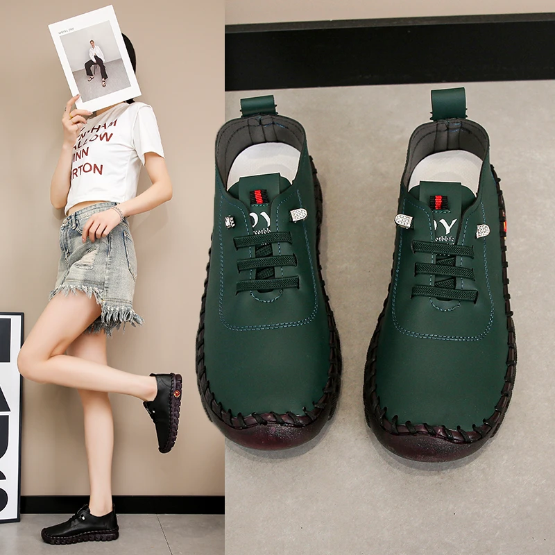 Women Shoes Sneakers Loafers Lace Up Leather Flats