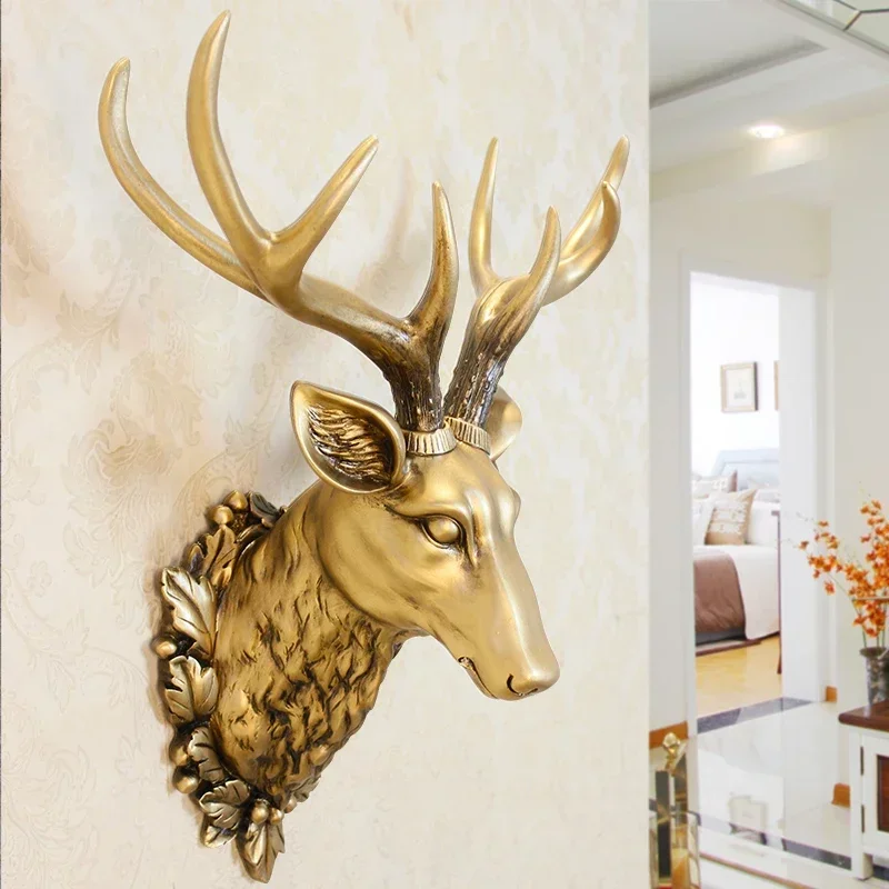 

[Crafts] Large Deer Head Statue 3D Animal Abstract Sculpture Wall Hang home Decoration Living Room Mural TV background wall