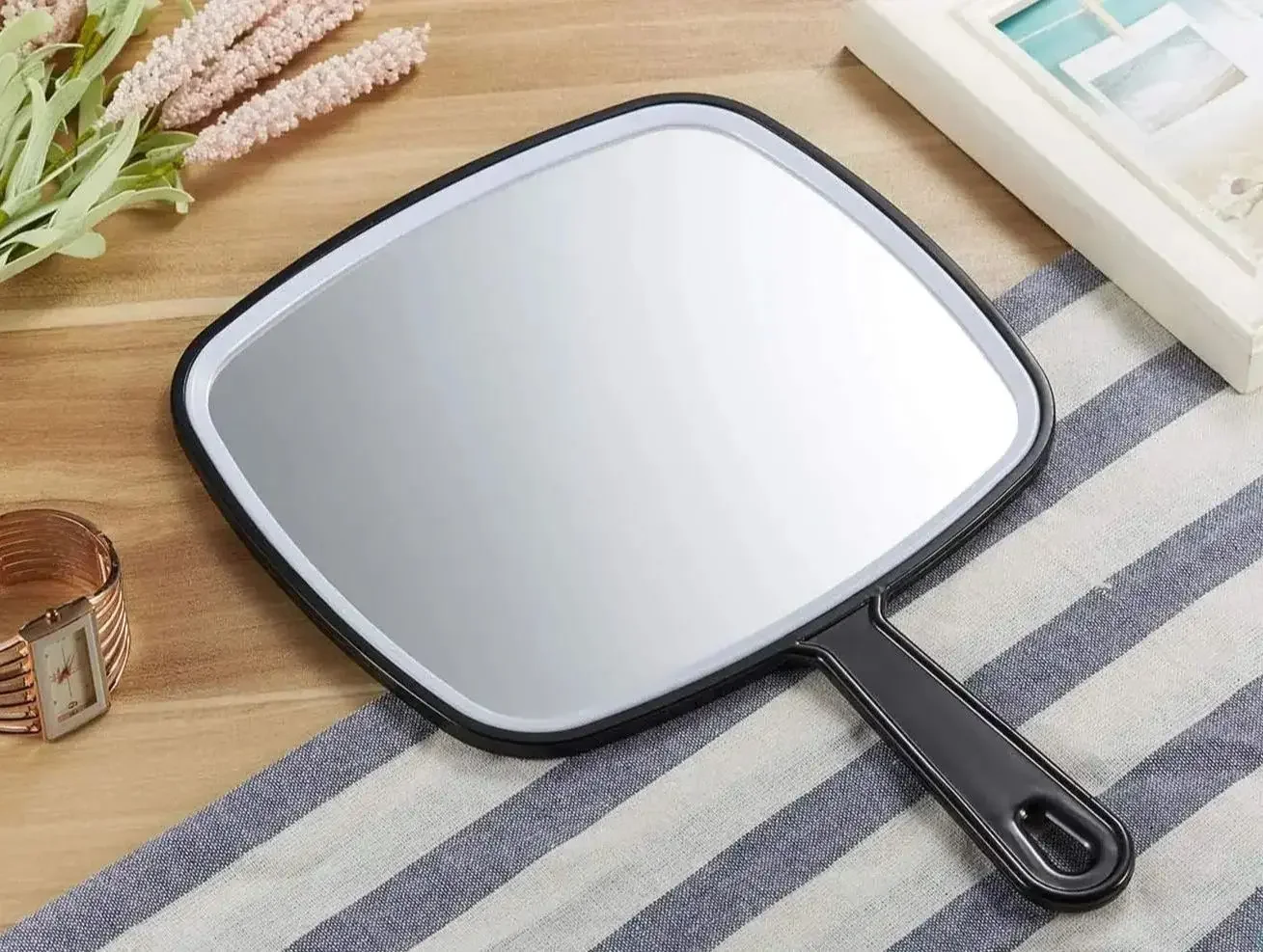 Handheld Mirror Big Mirrors Portable Hand Mirrors with Handle for Barber,Shower,Haircut,Hairdressers,Salon for Women Men