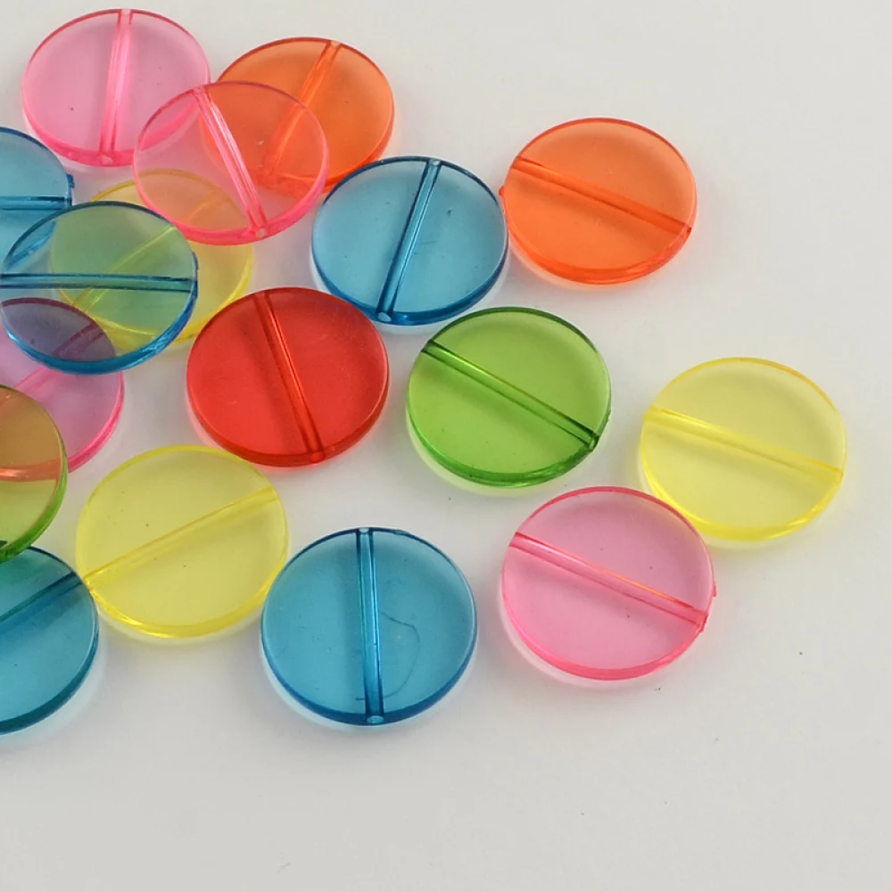 

about 200pcs/500g Flat Round Transparent Acrylic Beads 25mm Mix Color Beads for jewelry making DIY bracelet necklace earring