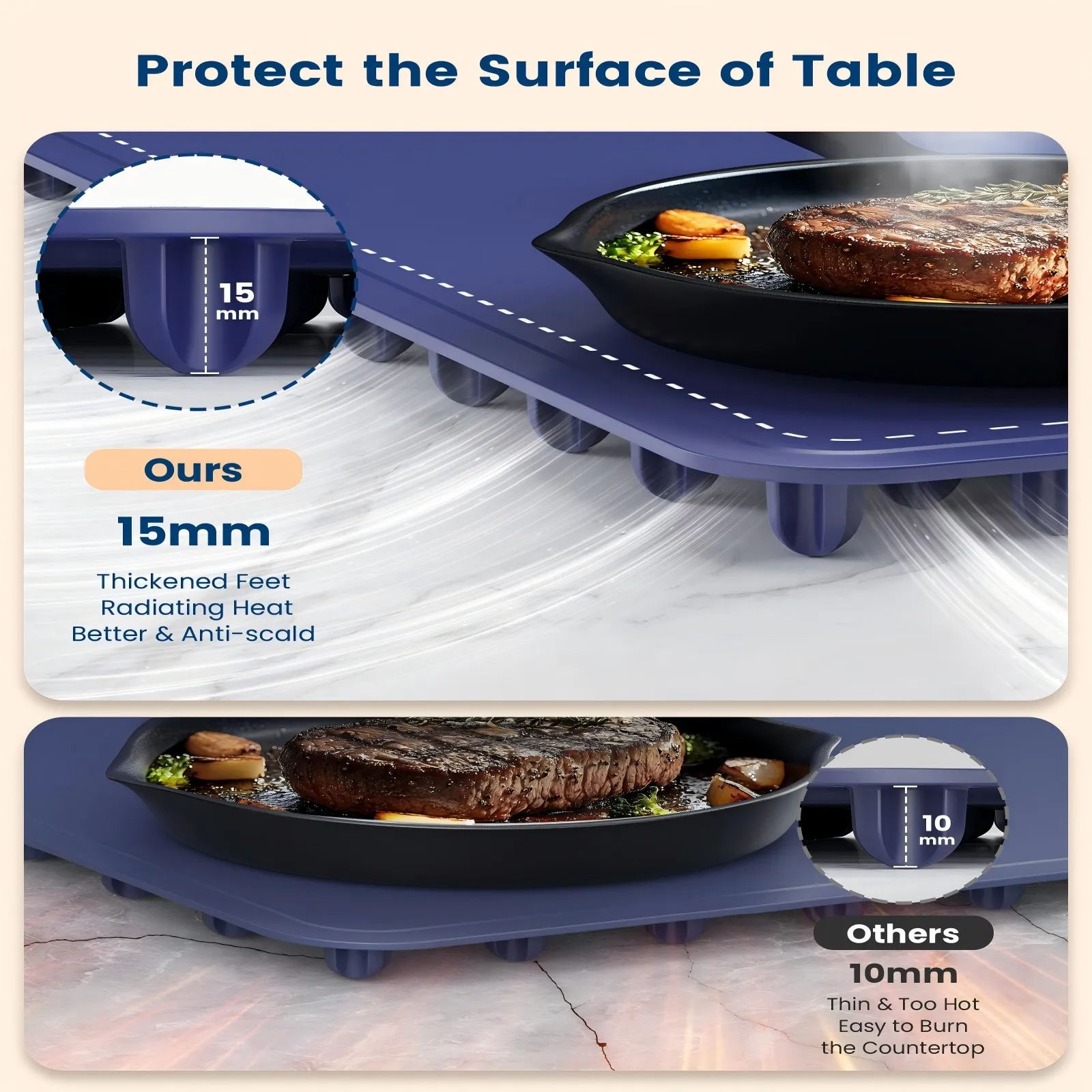 Silicone Food Warming Mat - 3 Temp Settings, Fast Heating, Roll-Up Buffet Tray For Parties