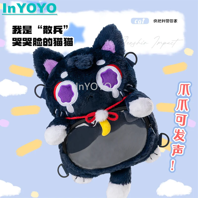 

InYOYO Scaramouche Bag Cosplay Lovely Cute Plush Cat Face Doll Shoulder/Crossbody Bag Backpack Game Genshin Impact Costume Acc