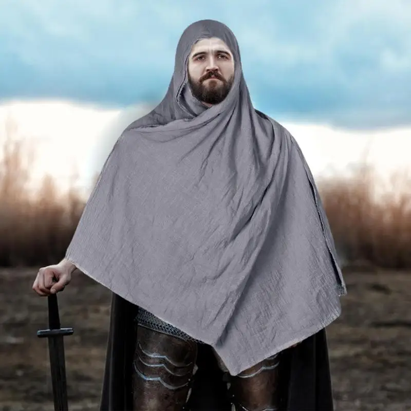 

Medieval Cape Cotton Renaissance Shawl Hooded Cloak Vikings Cloak Medieval Hood Soft Retro Shawl Scarf Halloween Costume