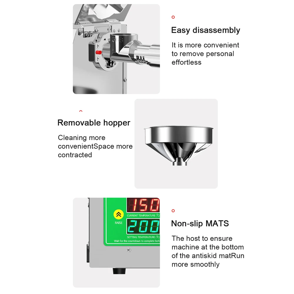 Presse à huile électrique 820W, pressage à froid et à chaud Modes40-240 ℃, contrôle Intelligent de la température, extracteur automatique d'huile organique