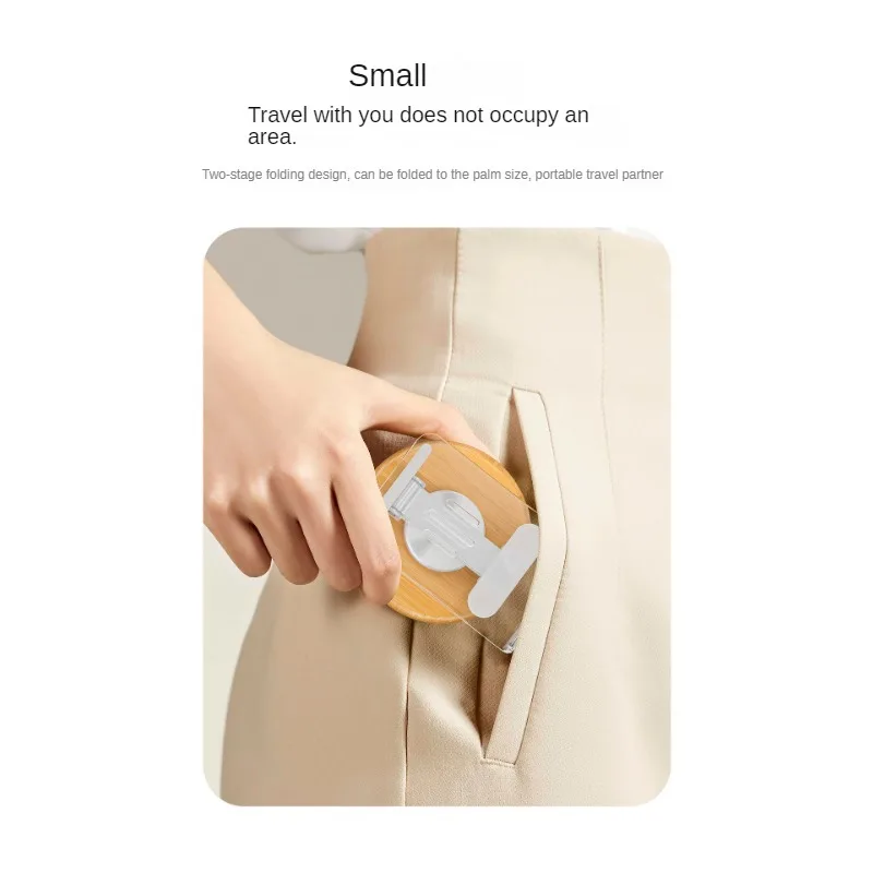 Desktop Live Solid Wood Mobile Phone Holder Foldable Multifunctional Bedside Catching Up Lazy Mobile Phone Holder Transparent