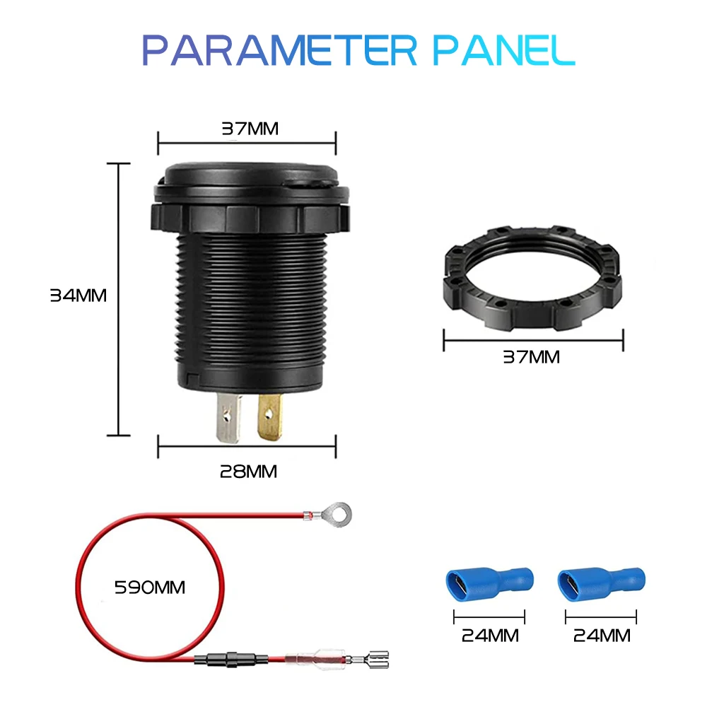 Caricabatterie Per Auto 12-24V Con Display Di Tensione E Temperatura, Accendisigari Doppia USB - 3