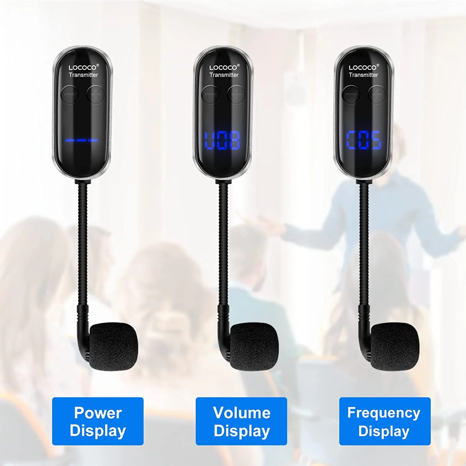 XIAOKOA 무선 마이크 헤드셋 UHF 무선 헤드셋 및 핸드헬드 2 in 1 마이크(LED 디지털 디스플레이 포함) 165피트 범위 마이크