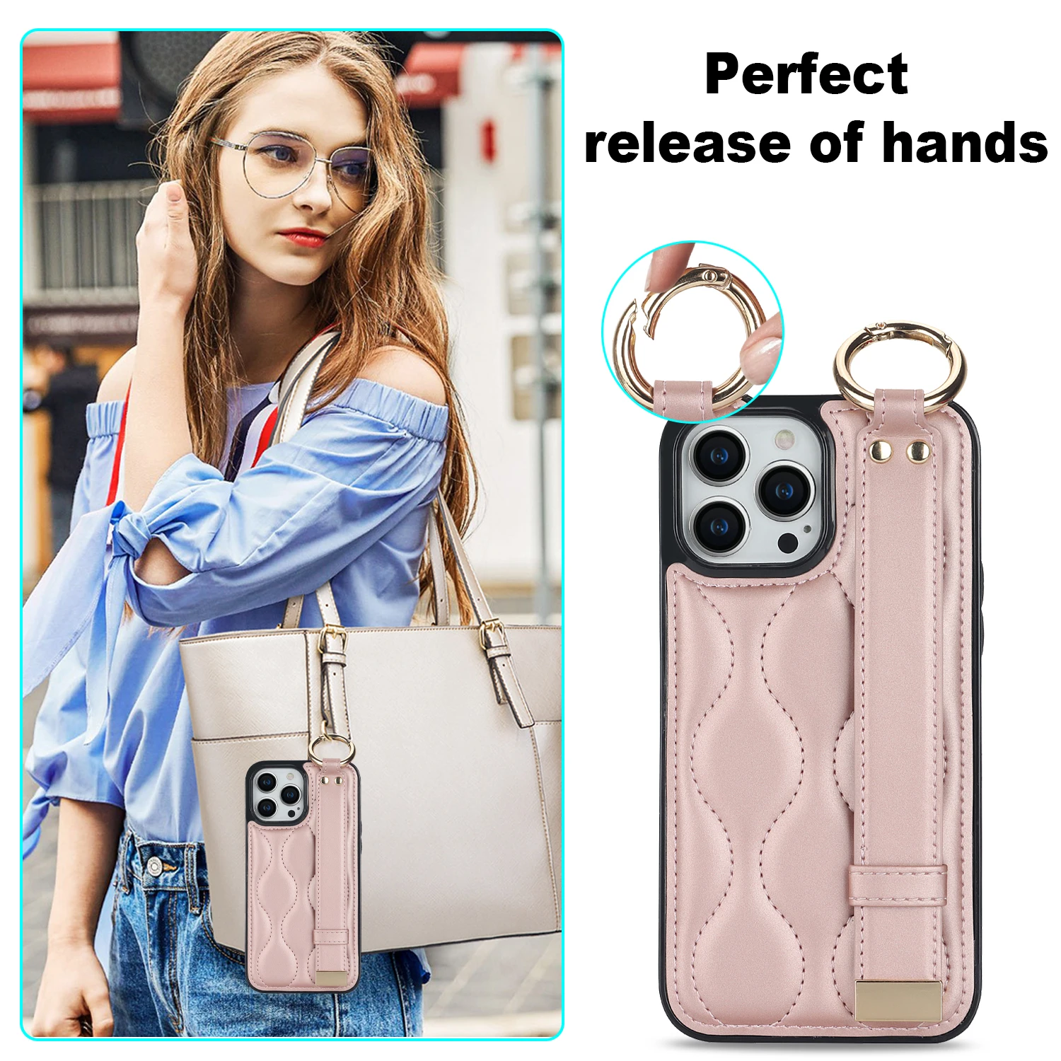 For iPhone 14 Pro Max 13 12 11 XS XR 7 8 Luxury Leather Wrist