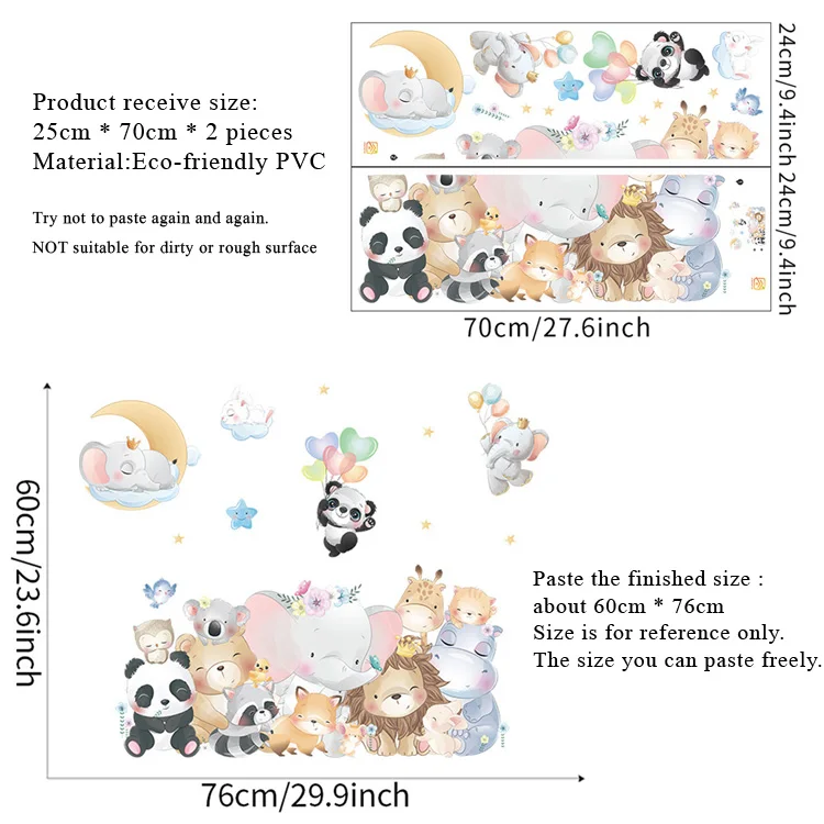 Description Picture 2 of itemCute Many Animals Wall Sticker Kids Baby Room Home Decoration Mural Removable Wallpaper Bedroom Cartoon Nursery Stickers Poster