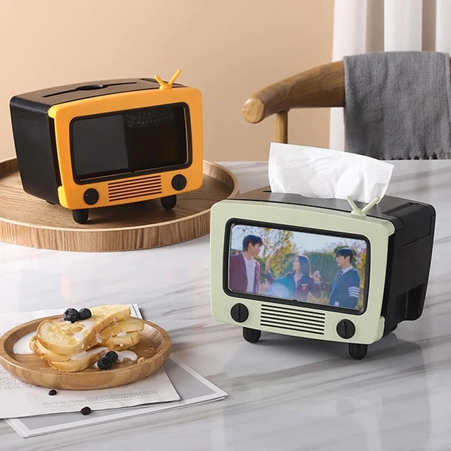 Kreatív Tv-Szöveti Doboz Tartó Mobiltelefon-Nyílással 2-In-1 Szövetdoboz Szalvéta Mobiltelefon Pamut Tampány Fogpiszkáló - Image 2
