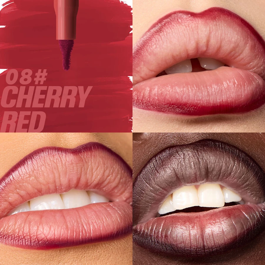 Wasserfester Matter Lipliner Stift Langhaftender Roter Lippenstift_voghion.com
