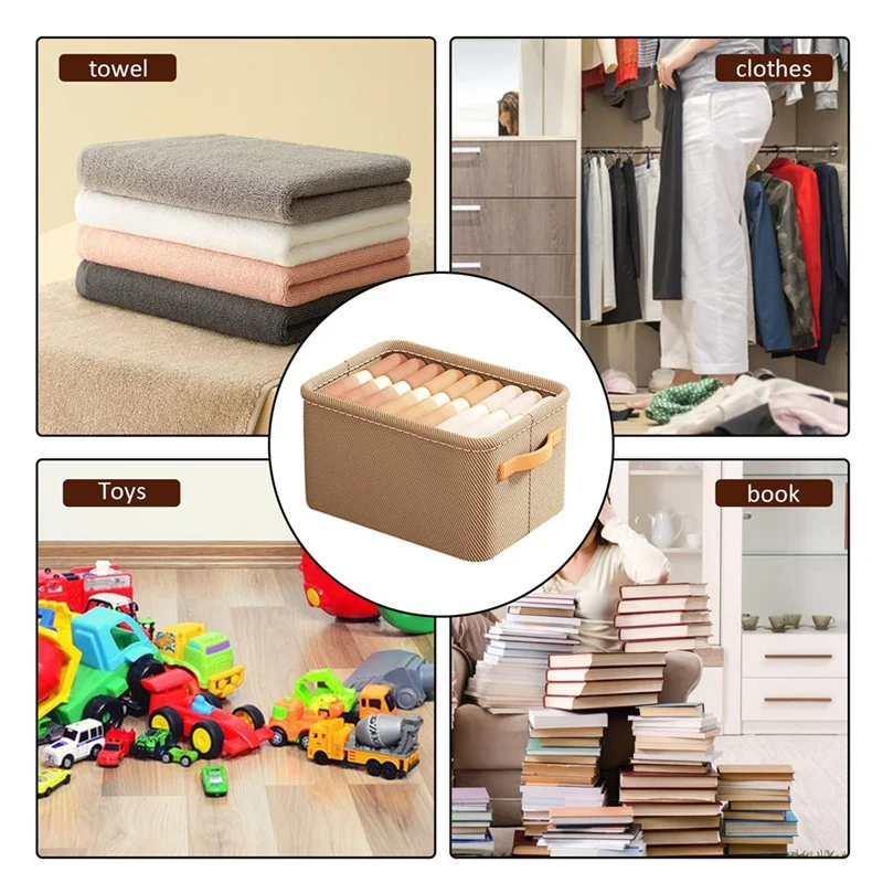 WISH Multi-Functional Closet Organizer,Steel Ring Storage Box, Fabric Folding Bedroom Wardrobe Clothes Storage Box 3