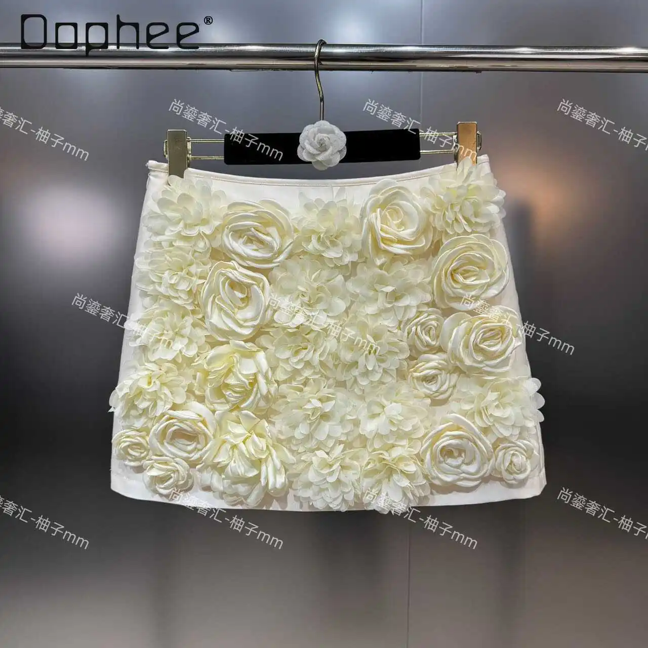 Sexy 3D Rose Petals White Mini Skirt for Woman 2024 Spring and Summer New Ins Style Pure Color High Waist Short Hip Skirt Ladies настольный футбол garlando g 500 pure white h2o 143x76x88см 54 216 05 0