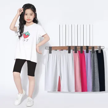 Girls Pants Calf Length Pant Elastic Kids Leggings Children Skinny Pant Trousers Solid Color 2-12Y Cropped Bottoms Leggings 3