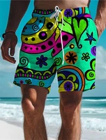 Men's Resort Colorful Graffiti 3D Print Board Shorts Vacation Hawaiian Surfing Board Swim Trunks Kids Street Ice Beach Shorts 1