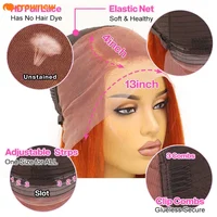 Perruque en cheveux humains couleur gingembre # Perruque Bob Courte Droite Colorée 350, Cheveux Humains, Perruques Frontales en Dentelle HD 13x4 Pré-Pluckées, 100% Cheveux Humains 6