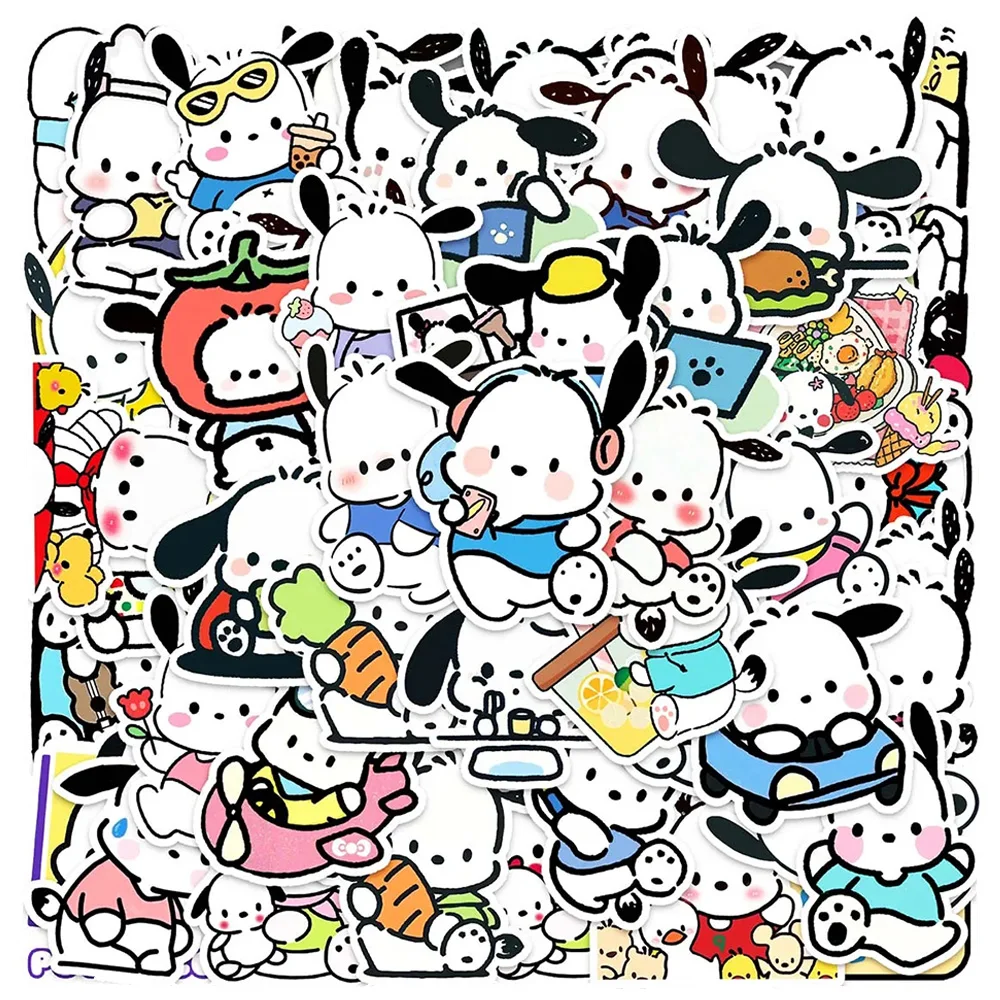 

10/30/50pcs Sanrio Pochacco Cartoon Stickers Anime Aesthetic DIY Scrapbooking Car Luggage Waterproof Cute Stickers for Kids Girl