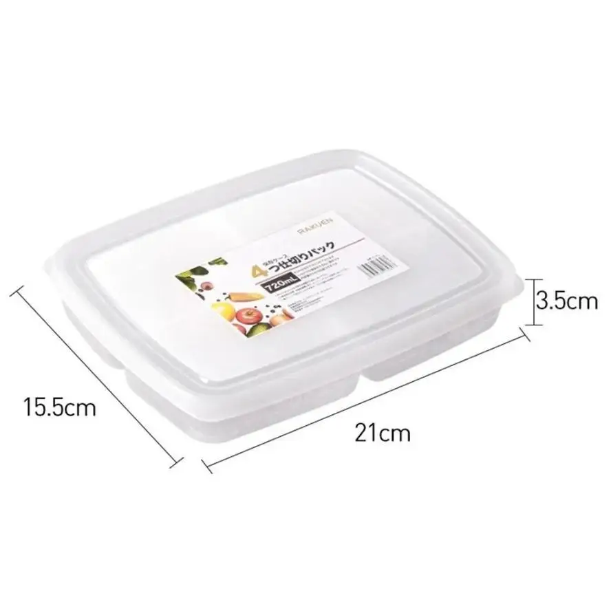 4 Grids Food Preparation Storage Box Compartment Freezer Organizers Sub-Packed Meat Onion Ginger Vegetable Preservation Boxs