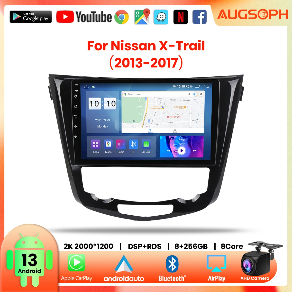 

Android 13 Car Radio for Nissan X-Trail 2013-2017, 10inch 2K Multimedia Player with 4G Car Carplay DSP & 2Din GPS Navigation