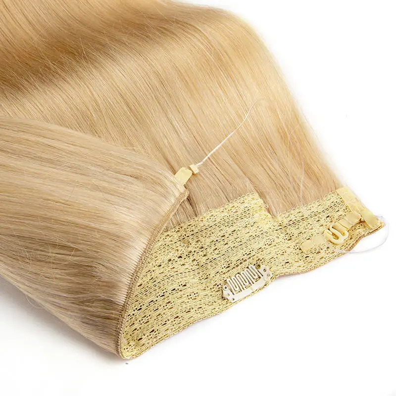 Invisible Wire Hair Extensions Real Human Hair 80g/100g/120g Brazilian Straight Fish Wire With 4 Clip in Human Extensions