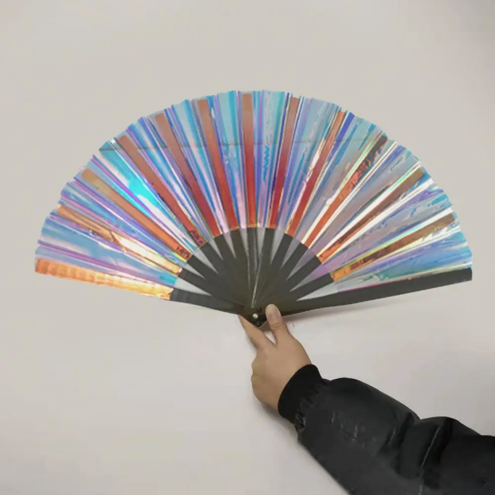 

Transparent Wide Application Large Shining Rave Hand Fan Decorative Handheld Fan Brilliant Color Home Decoration