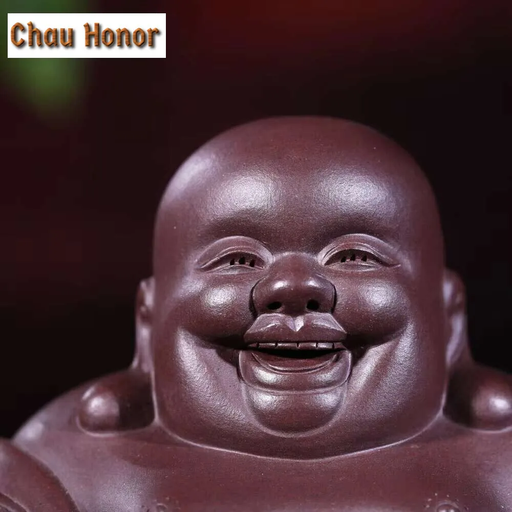 Antique Purple Clay Big Belly Laughing Maitreya Buddha Statue Tea Pet Ornament Crafts Bracelets Miniature Figurines Decorations