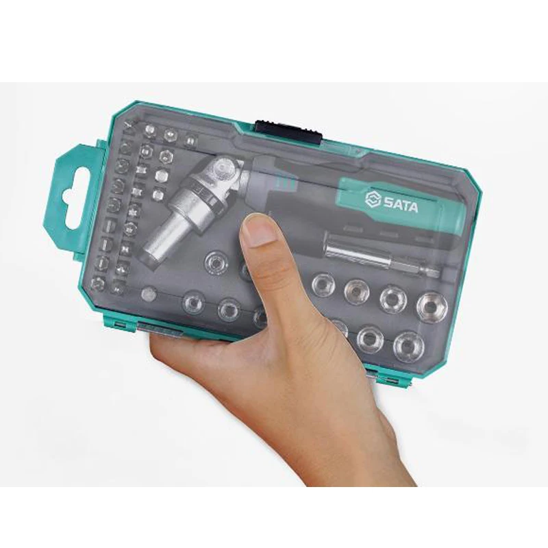 SATA 05495 래칫 스크루드라이버 슬리브 세트, 조정 가능한 헤드, 고품질 소재, 절묘한 솜씨, 40 피스