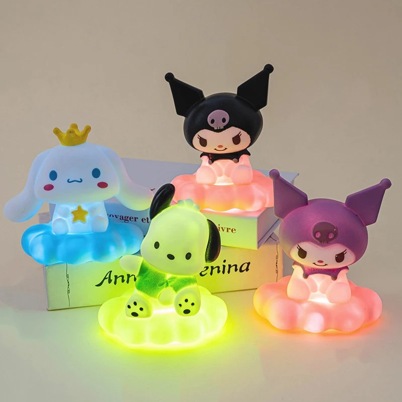 

Kawaii Sanrio мультфильм Kuromi Cinnamoroll кукла силиконовая Ночная лампа для спальни прикроватная лампа Защита глаз настольная лампа