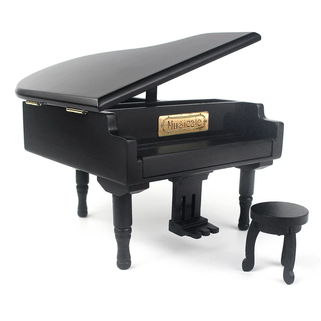 GARNECK Caixa de música de piano em miniatura com banco, caixa de melodia  para piano, decoração de casa (preta) : : Brinquedos e Jogos