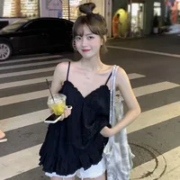 Camisole For Women Tank Tops Korean Style Sweet Casual Spaghetti Straps Vest Korean Style Holiday Beach - Image 5