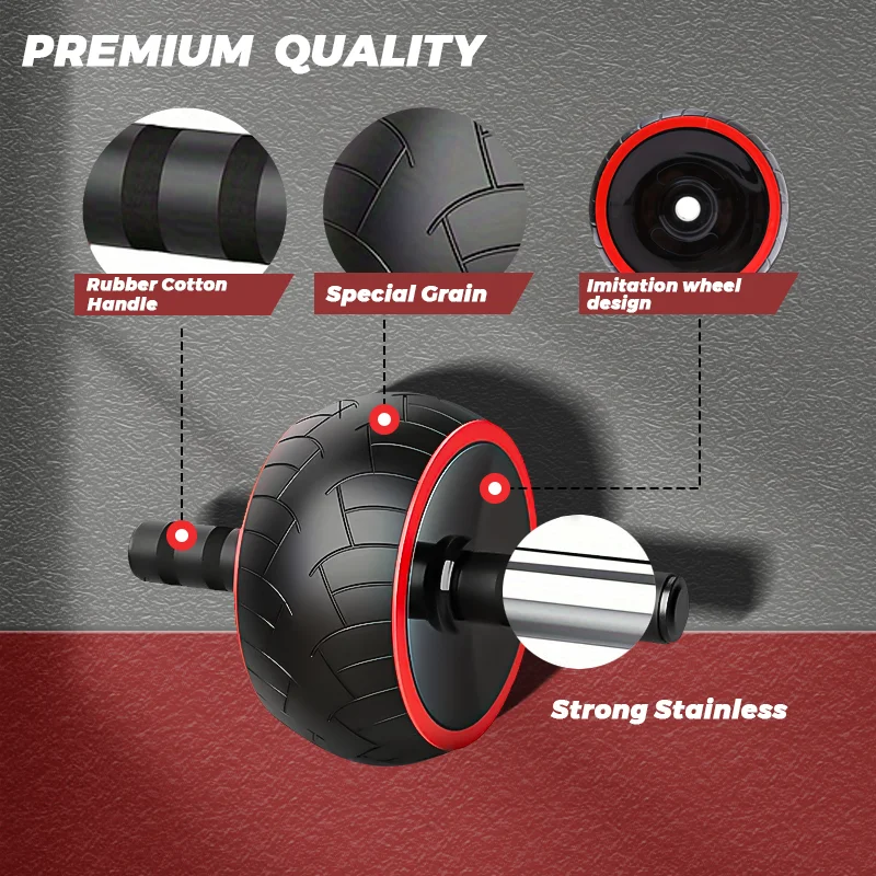 Exercise Abdominal Roller Muscle Wheel Ab Exercise Abdominal Knee Pad Training Black with Red edge