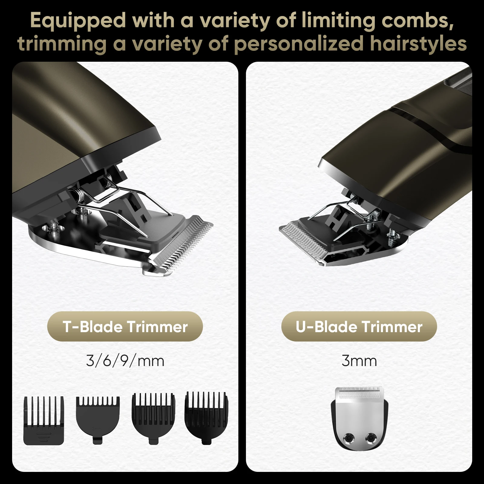 5 in 1 Electric Hair Clippers Men Professional Cordless Hair Trimmer Razors Rechargeable IPX7 Waterproof Hair Cutting Machine 6