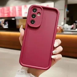 Liquid Silicone Matte Bumper Soft Phone Case - Durable and Stylish Cover - A15 4G - A15 5G (Wine Red)