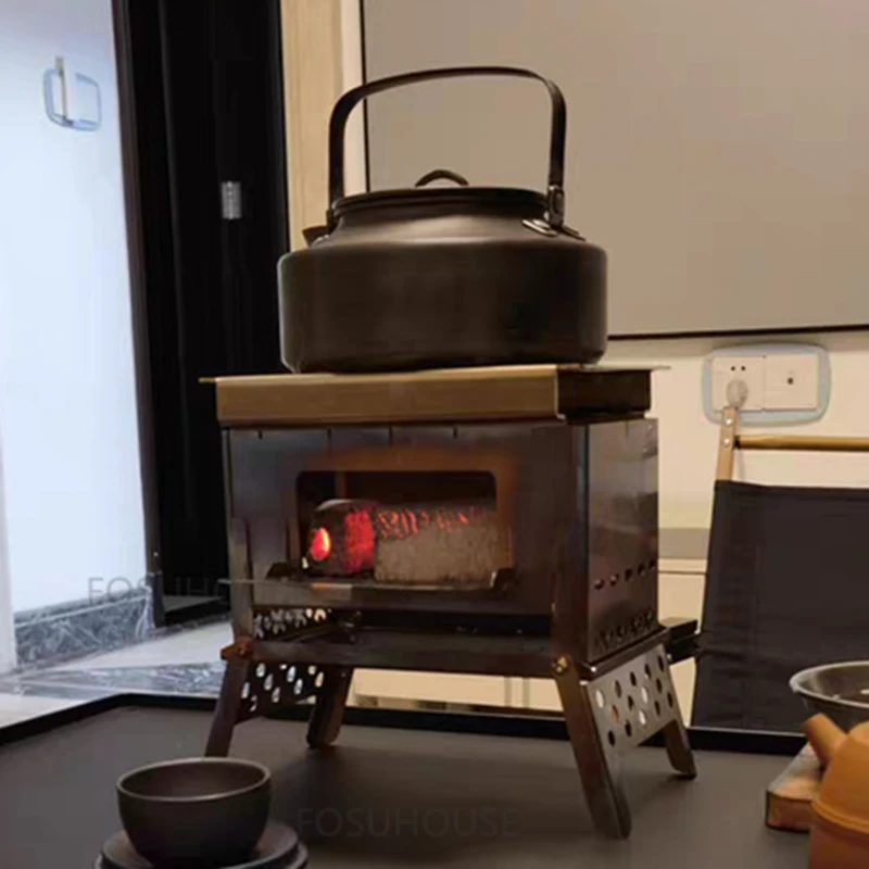 Wood Burning Stove Portable Camp Wood Stove With Chimney Heating