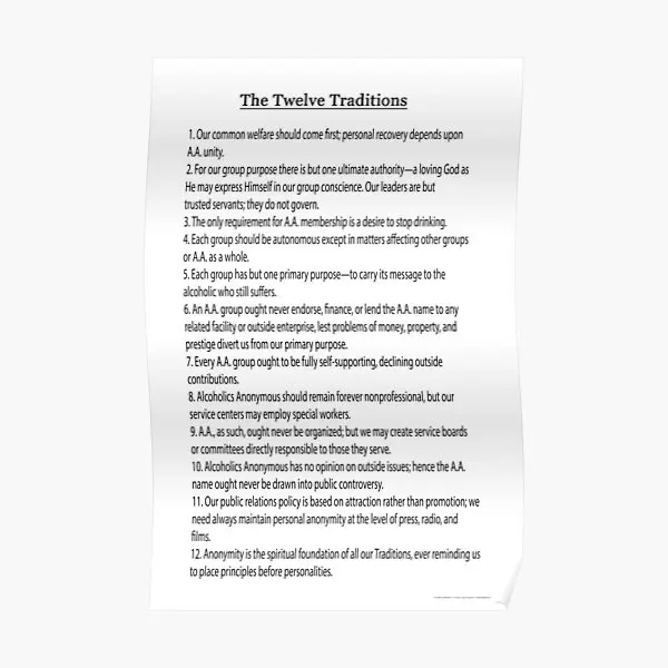 

The 12 Traditions 12 Steps Also Availab Poster Decoration Home Room Funny Modern Painting Decor Print Vintage Picture No Frame