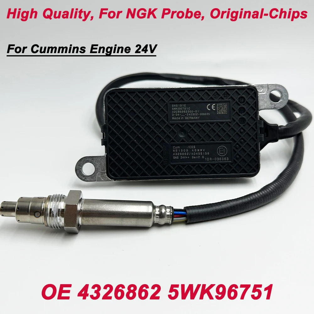 

High Quality for NGK Probe 4326862 5WK96751C NOX Nitrogen Oxygen Sensor 4326862RX 2872945 Made In Germany For Cummins Engine 24V