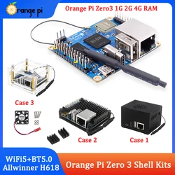 Orange Pi Zero3 1G 2G 4G RAM Allwinner H618 64-bit USB2.0 Dual Band WiFi5+BT5.0 Gigabit LAN Option Development Board Metal Case