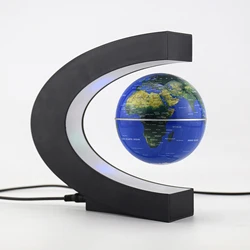 Levitating LED Globe Lamp: Illuminated World Map Décor (Blue Ball)